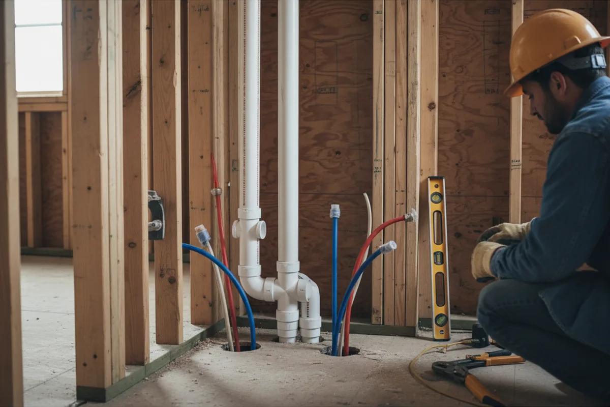 Drain and supply rough-in during Toilet Repair and Installation in South Richmond Hill