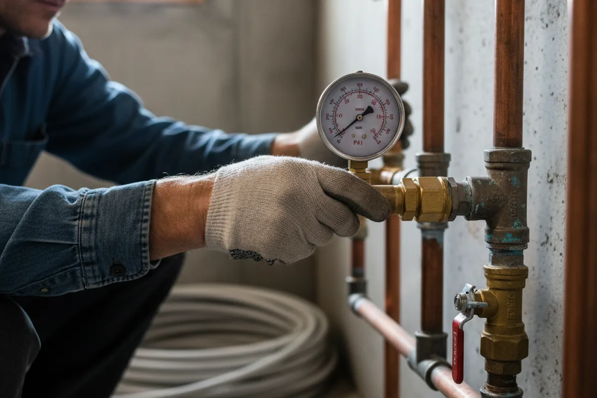 Pressure testing a repaired line during Water Line Repair in South Richmond Hill